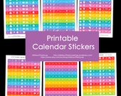 Calendar Stickers Printable - Daily Planner Rainbow Add On - Agenda Organisation PDF 2022 2023 organisation happy planner plum paper