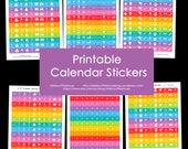 Adesivi calendario stampabili - Planner giornaliero Rainbow Add On - Organizzazione agenda PDF 2022 Organizzazione 2023 happy planner carta prugna