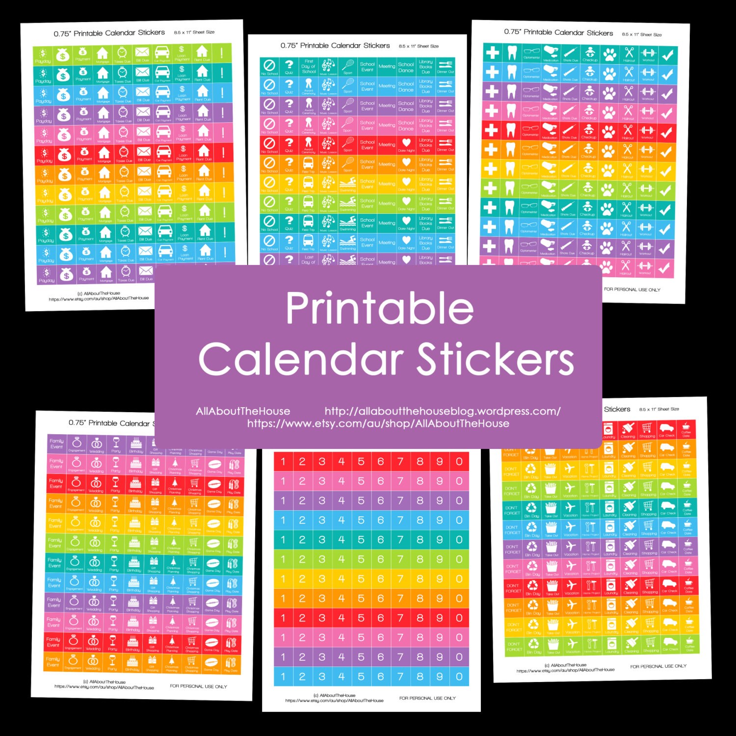 Planner Calendar Stickers Printable