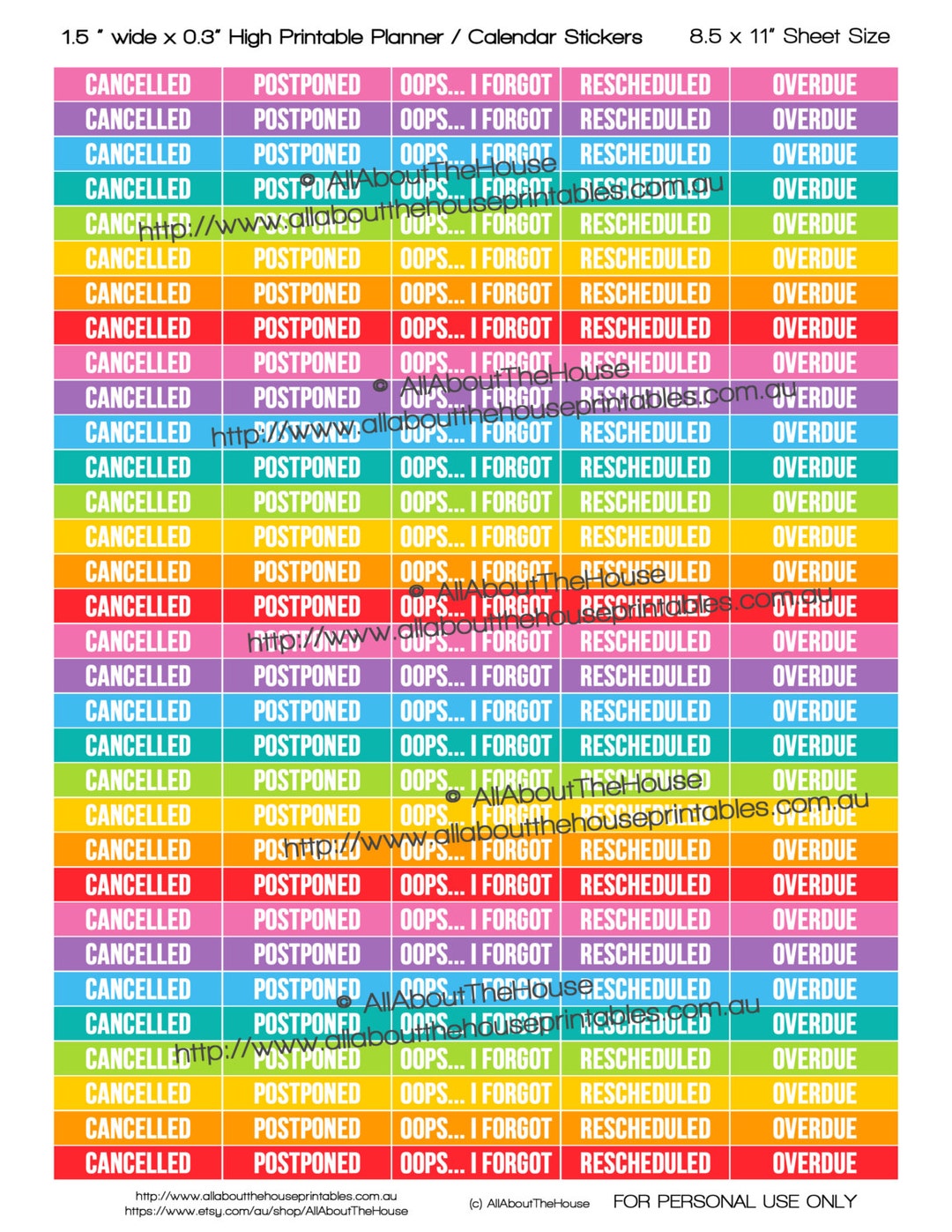 Cancelled Rescheduled Planner Stickers Printable Made for Erin Condren ...