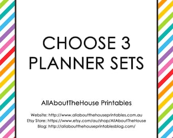 Choose 3 Planner Printable Sets - Create Your Own Planner and/or household binder - PDF - Chevron - Instant Download - Some Sets Editable