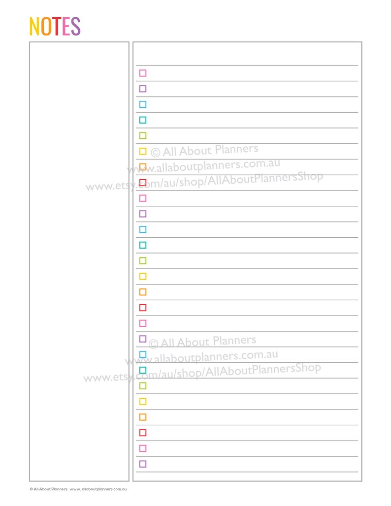 Notes page printable planner insert refill bullet journal graph lined checklist cornell US letter size can resize to a4 a5 personal size image 5