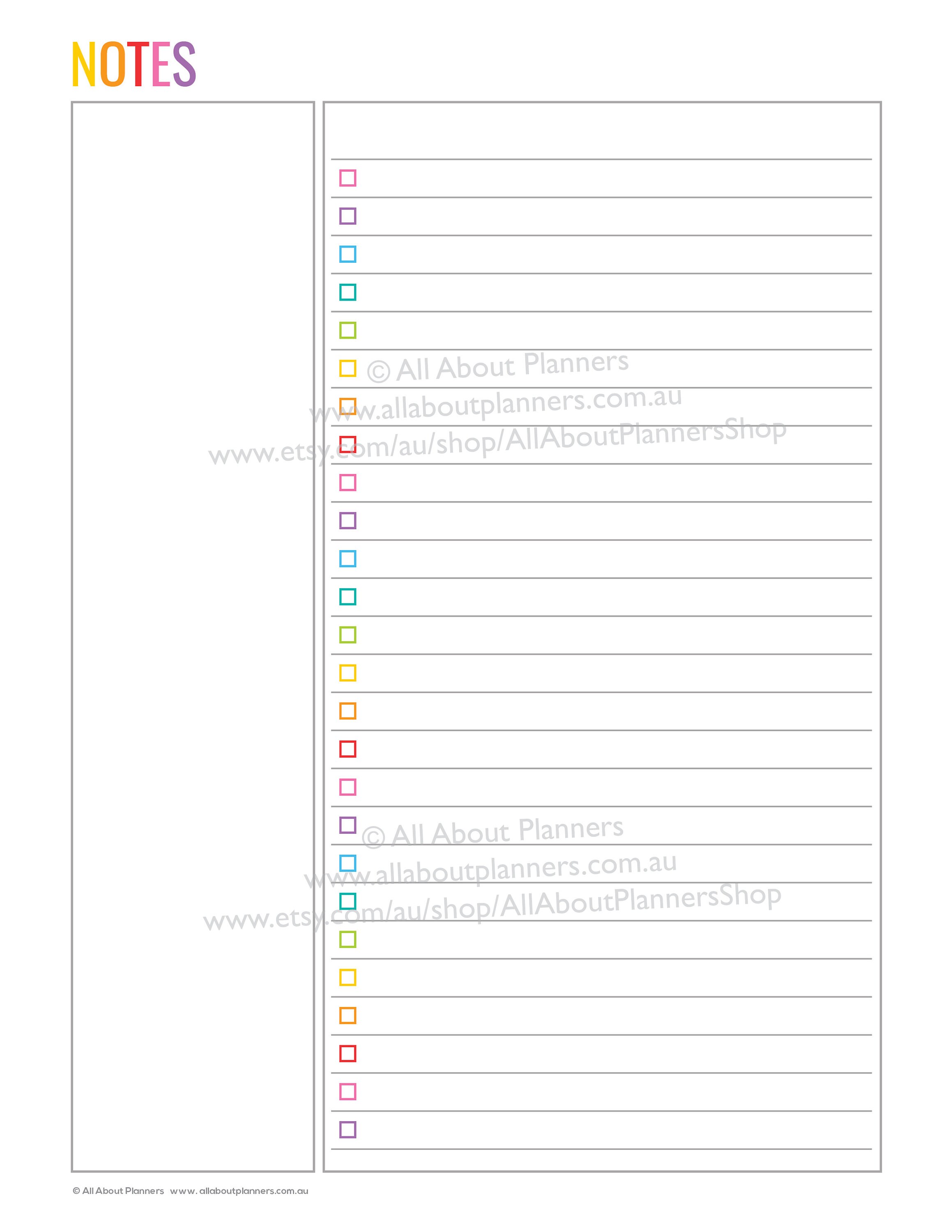 Notes Page Printable Planner Insert Refill Bullet Journal Graph Lined ...