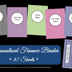 EDITABLE DARK BLUE Budget binder Finance Organisation Printable expenses Household Binder Chevron Printable Instant Download Budget template image 4