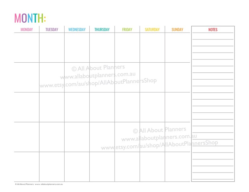 Monthly Calendars printable editable planner insert refill habit tracker to do shopping grocery task organizer agenda US letter size resize image 3