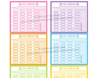 No Spend planner stickers notes page Printable budget money Erin Condren ECLP Rainbow monthly routine tracker happy planner plum paper NPTS2