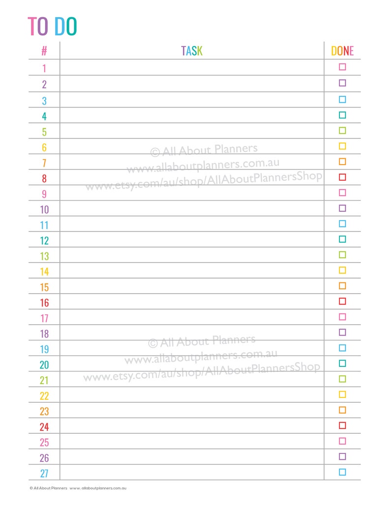 checklist printable planner insert editable refill to do shopping grocery task organizer agenda US letter size resize a5 personal size half image 2