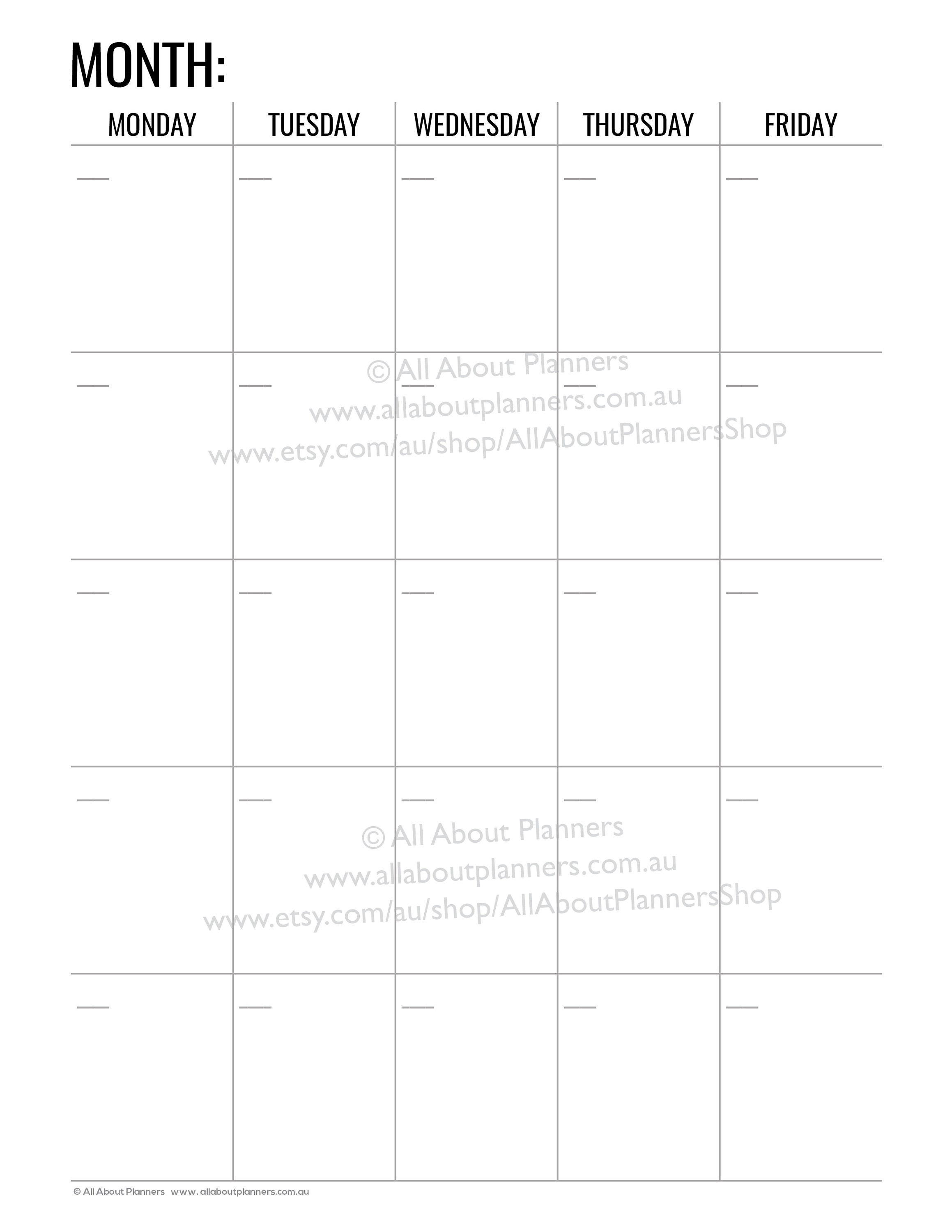 Editable printable monthly calendar planner insert refill | Etsy