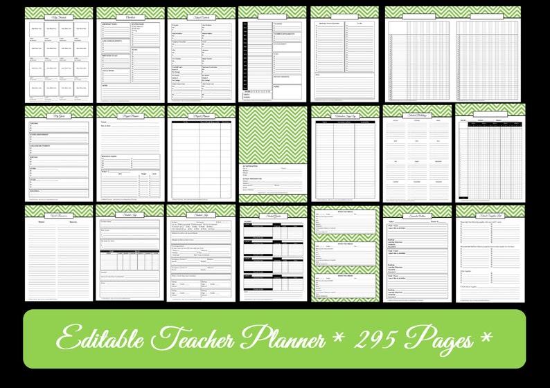 EDITABLE Teacher Planner GREEN Printable School Homeschool Lesson Planner Class Organization 2020 2021 Teaching Homework Calendar Diary pdf image 4