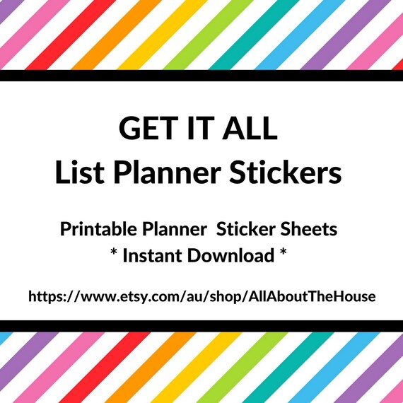 list planner stickers bundle kit rainbow calendar accessory rainbow calendar