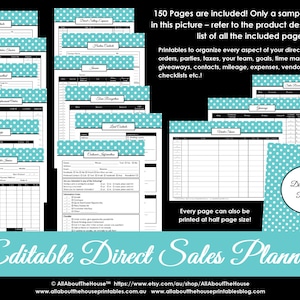 Direct Sales Planner Editable Business Planner Binder Printables Organize Any Direct Sales Business 150pages Blue Polka Dot INSTANT DOWNLOAD image 1