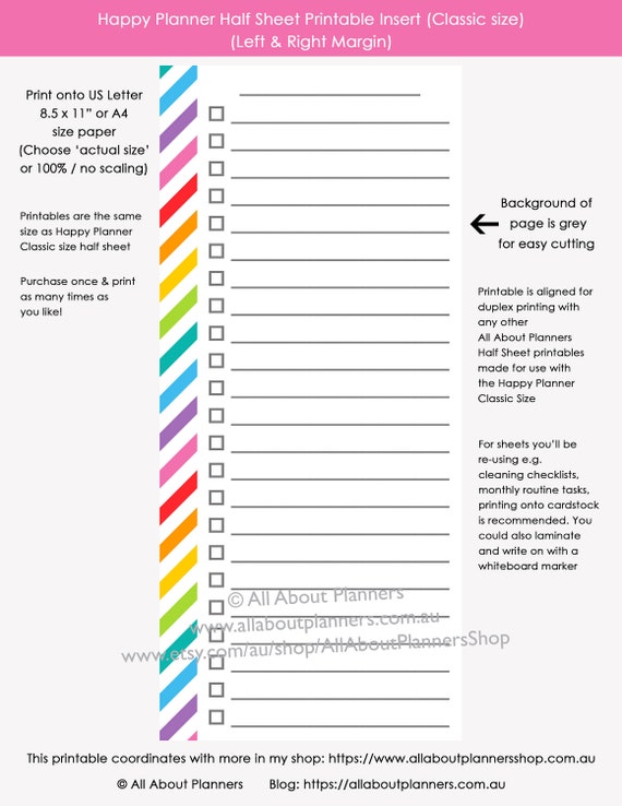 MAMBI Half Sheet printable planner insert anything list refill to do ...