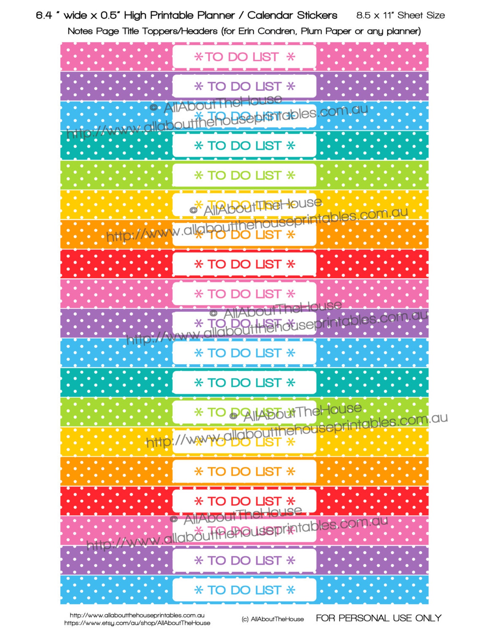 Notes Page Title Topper Header Planner Stickers Checklist | Etsy