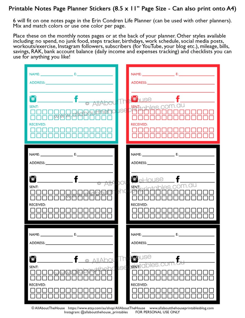 RAK planner stickers happy mail random acts of kindness notes page Printable Erin Condren ECLP Rainbow mambi happy planner plum paper NPTS6 image 2