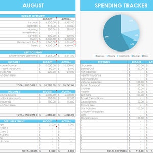 Monthly Budget Spreadsheets Template Income Expenses Tracking Spending ...