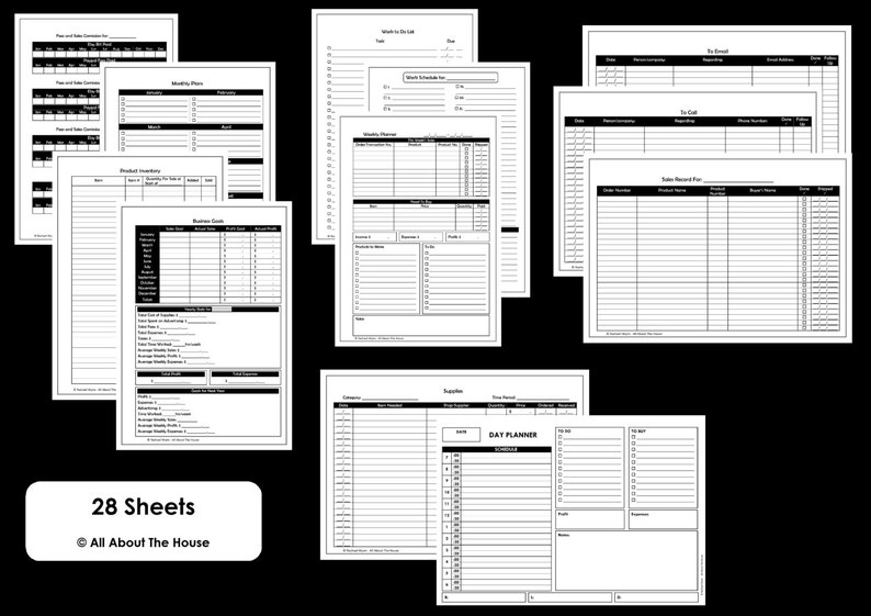Etsy Business Planner Printables Work At Home Mom, online Business, ebook, worksheet, workbook, Household Binder, organizer, form, template image 3