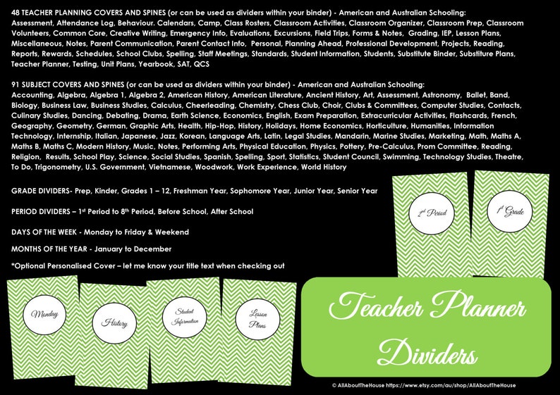 EDITABLE Teacher Planner GREEN Printable School Homeschool Lesson Planner Class Organization 2020 2021 Teaching Homework Calendar Diary pdf image 5