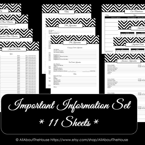 Important Information Printables Home Organisation - Etsy