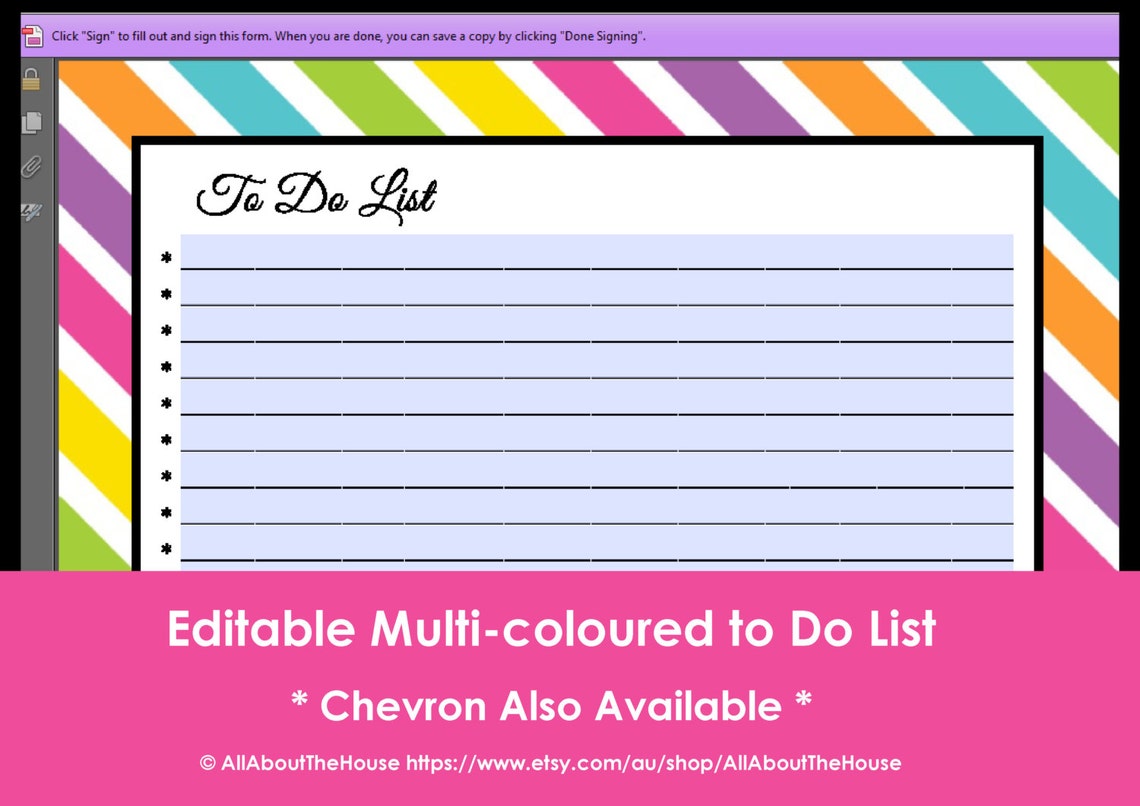 EDITABLE Printable to Do List Chevron Planner Printable - Etsy