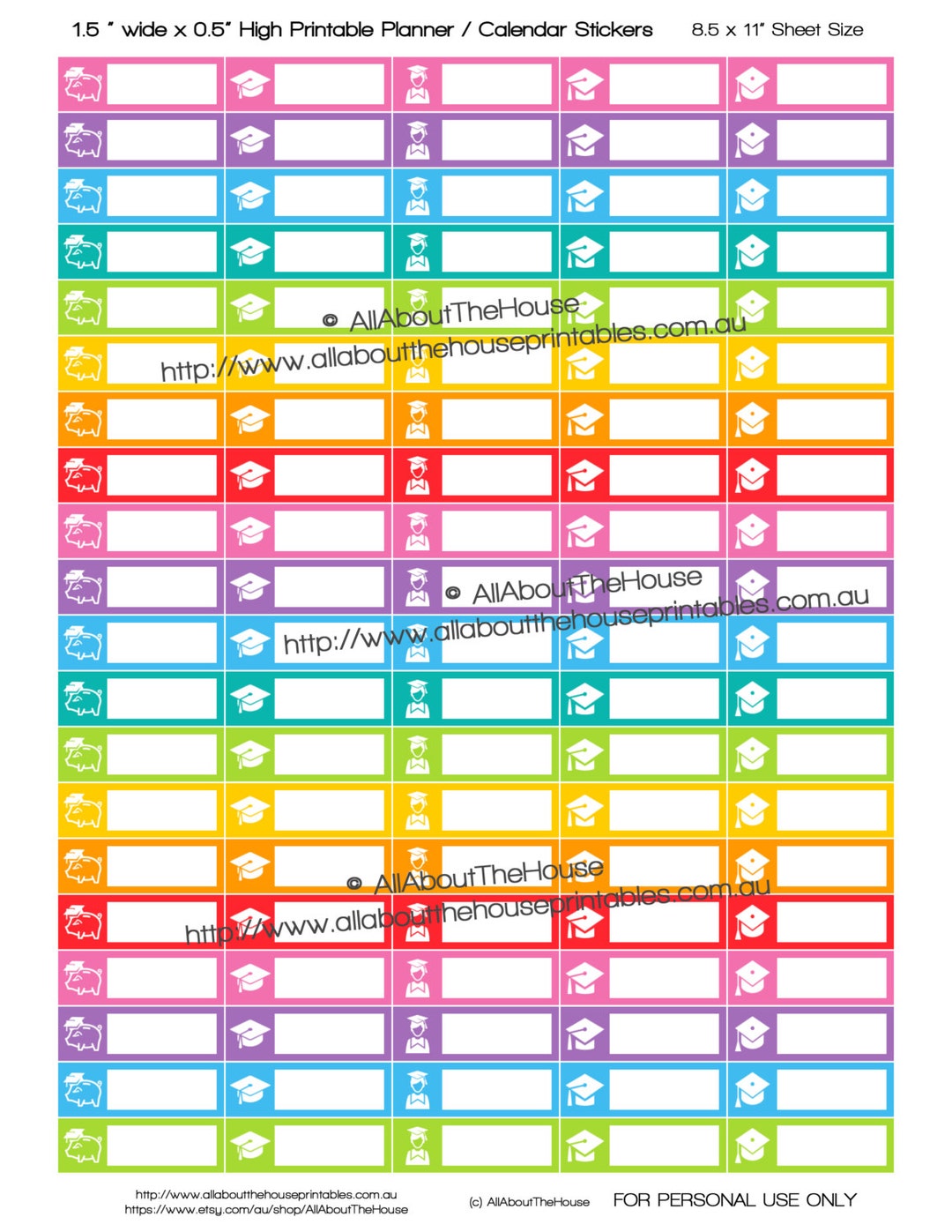 Student Loan Planner Stickers Printable Debt Repayment School College Bill Due Spending 1.5"w X ...