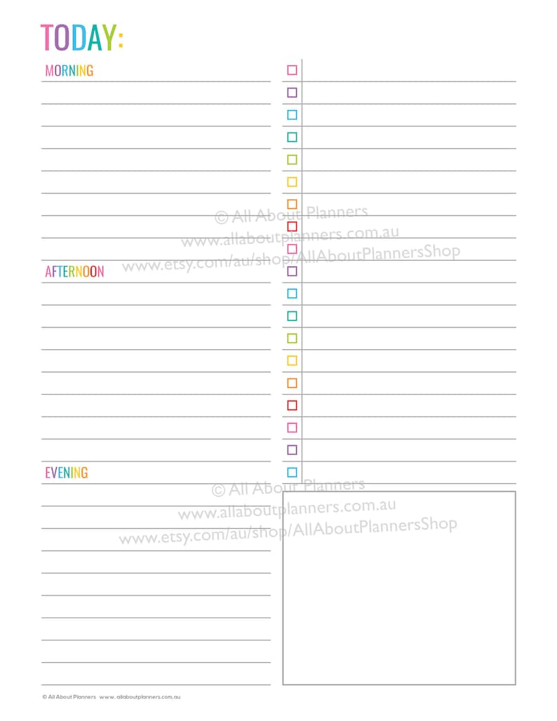 daily planner printable editable morning afternoon