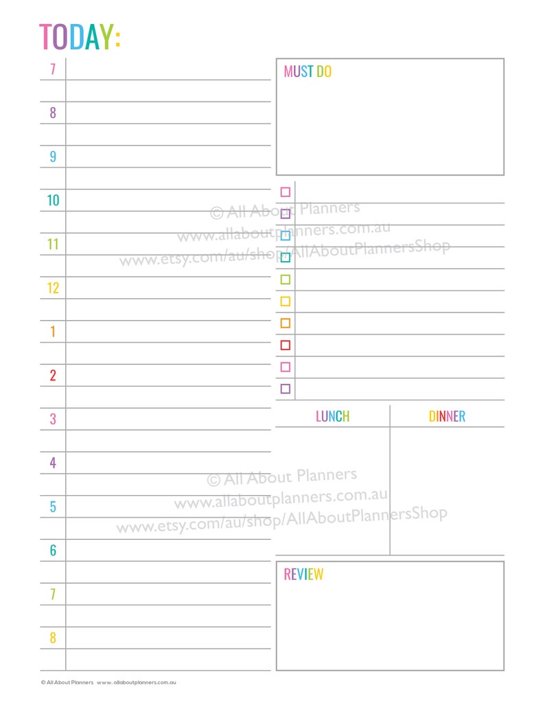 Daily planner editable printable pdf insert refill to do quarterly goals overview future log US letter size resize a5 half junior set 2 image 6