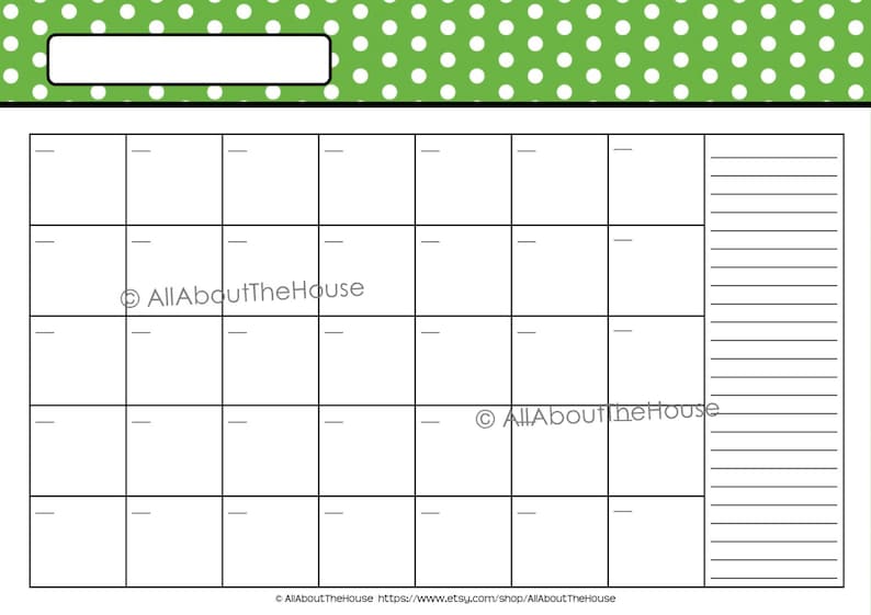 EDITABLE 12 polka dot calendars You Choose 2015 2016 and Etsy