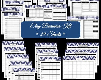 Etsy Business Kit & Finance Set Printables Business Planner WAHM Chevron Household Binder Organize Etsy Ebay Online Store Printable template