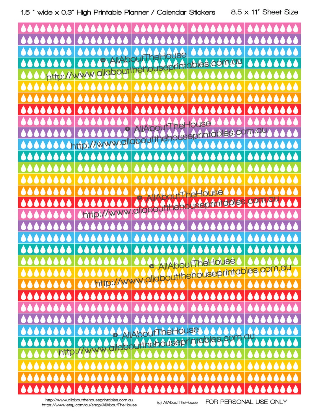 Daily Hydrate Planner Stickers Printable Made for Erin Condren ECLP 1.5 ...