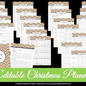 EDITABLE Christmas Planner Chevron Pdf INSTANT DOWNLOAD Home Organisation Gift List To Do Checklist Calendar Party Planner image 2