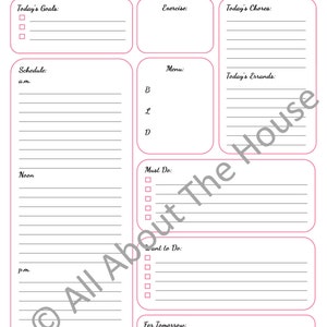 MULTICOLOURED Printable Daily Planners Time Management 7 sheets Product Number 93 INSTANT DOWNLOAD image 4