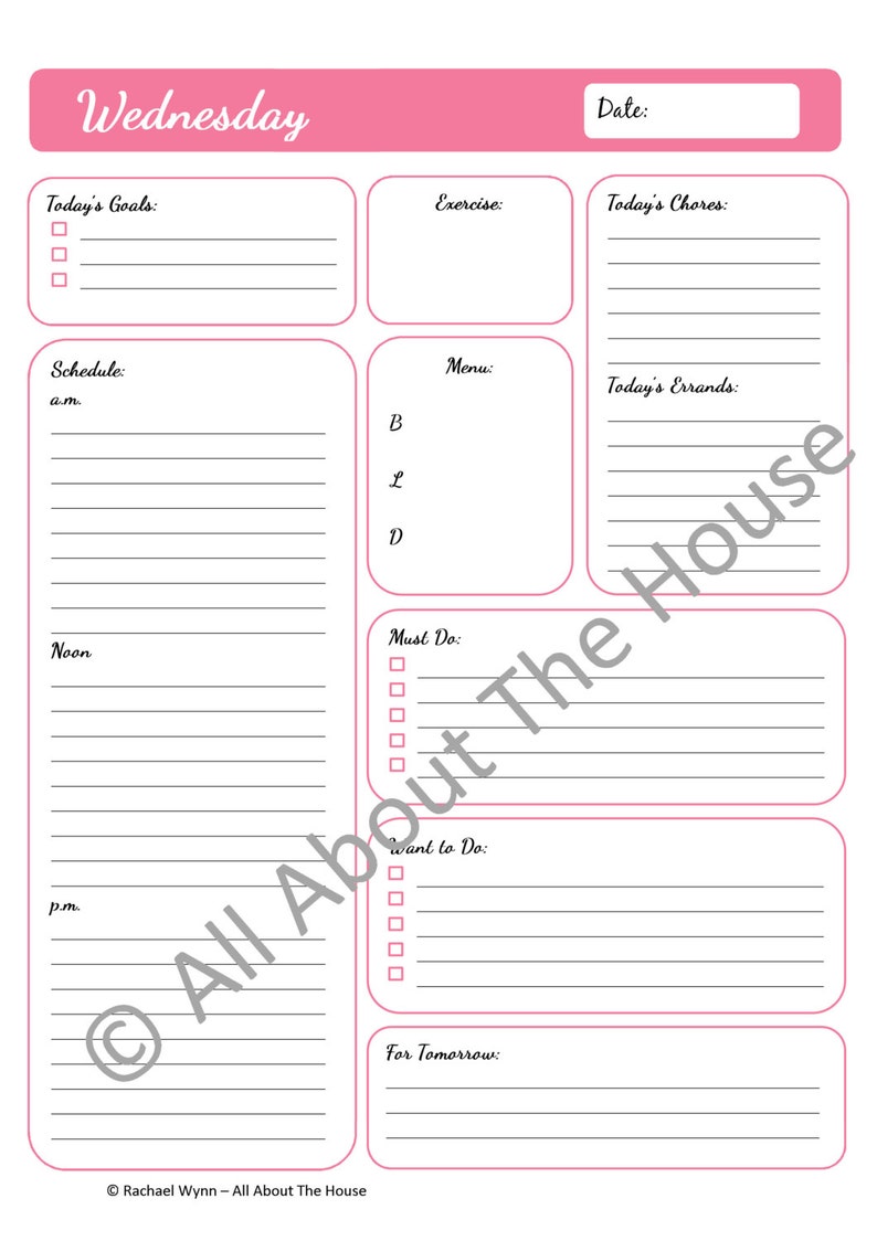 VEELKLEURIGE afdrukbare dagelijkse planners Time Management 7 vellen Productnummer 93 INSTANT DOWNLOAD afbeelding 4