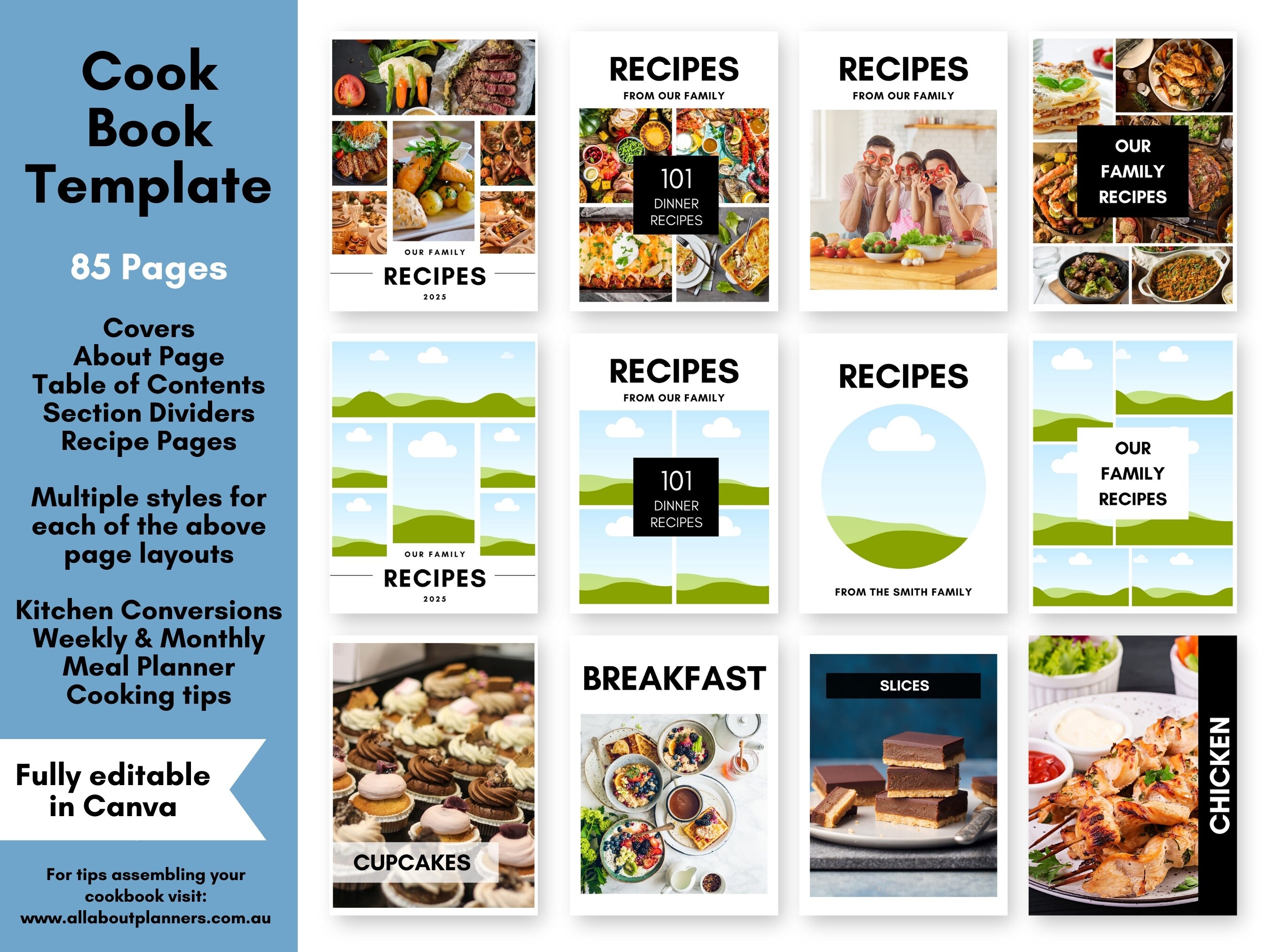 Recipe Book Template, Canva Cook Book Template, Editable Recipe Ebook ...