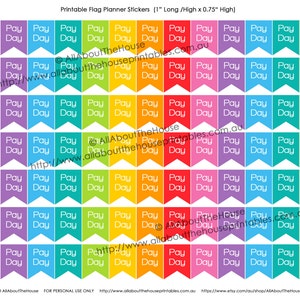 Pay Day Printable Planner Stickers Flag Banner Calendar Money Finance ...