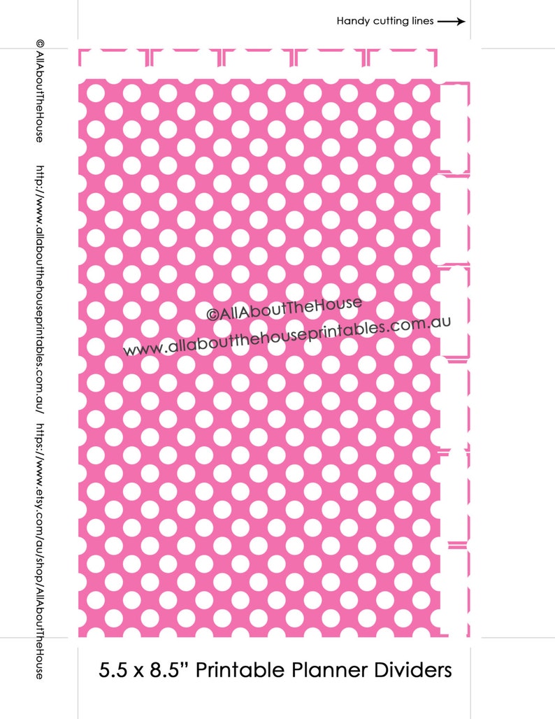 Planner Dividers Half Size Polka Dot Tabbed A5 Junior Arc Printable Binder Cover, planner accessories, rainbow, kikki k, filofax Instant DL image 2