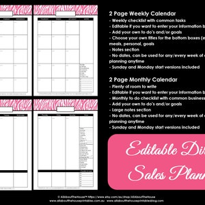 Direct Sales Planner Editable Business Planner Binder Printables Organize Any Direct Sales Business 150pgs Pink Zebra INSTANT DOWNLOAD image 4