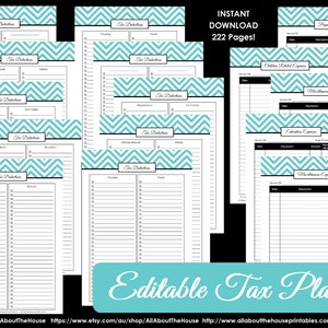 EDITABLE LIGHT BLUE Tax planner printable organizer Household Binder cover chevron template finance money management tool tabs editable pdf image 3