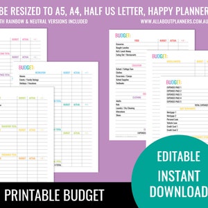 Budget Planner printable editable bill due expenses monthly annual taxes binder divider financial goals debt tracker money manage diy insert image 4