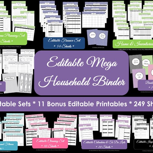 EDITABLE Household Binder Printables Home Binder Cover - Etsy