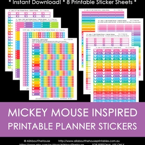 Mickey Mouse Planner Stickers Bundle Kit Rainbow Calendar accessory flag countdown savings to do icon erin condren plum paper any planner imagem 1