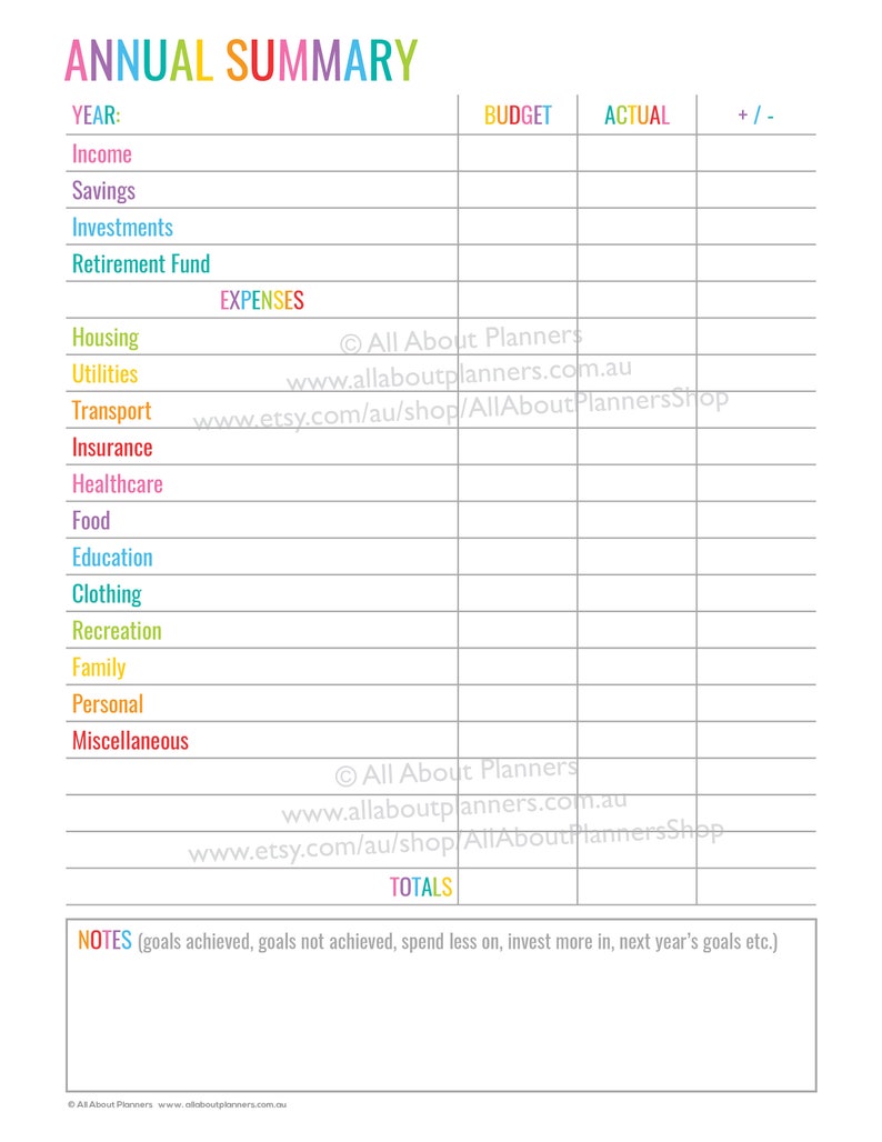 Budget Planner printable editable bill due expenses monthly annual taxes binder divider financial goals debt tracker money manage diy insert image 7