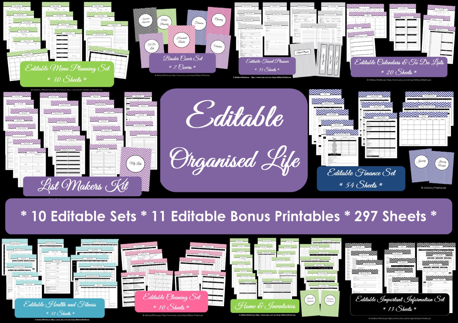 EDITABLE Household Binder Printables Home Binder Cover | Etsy