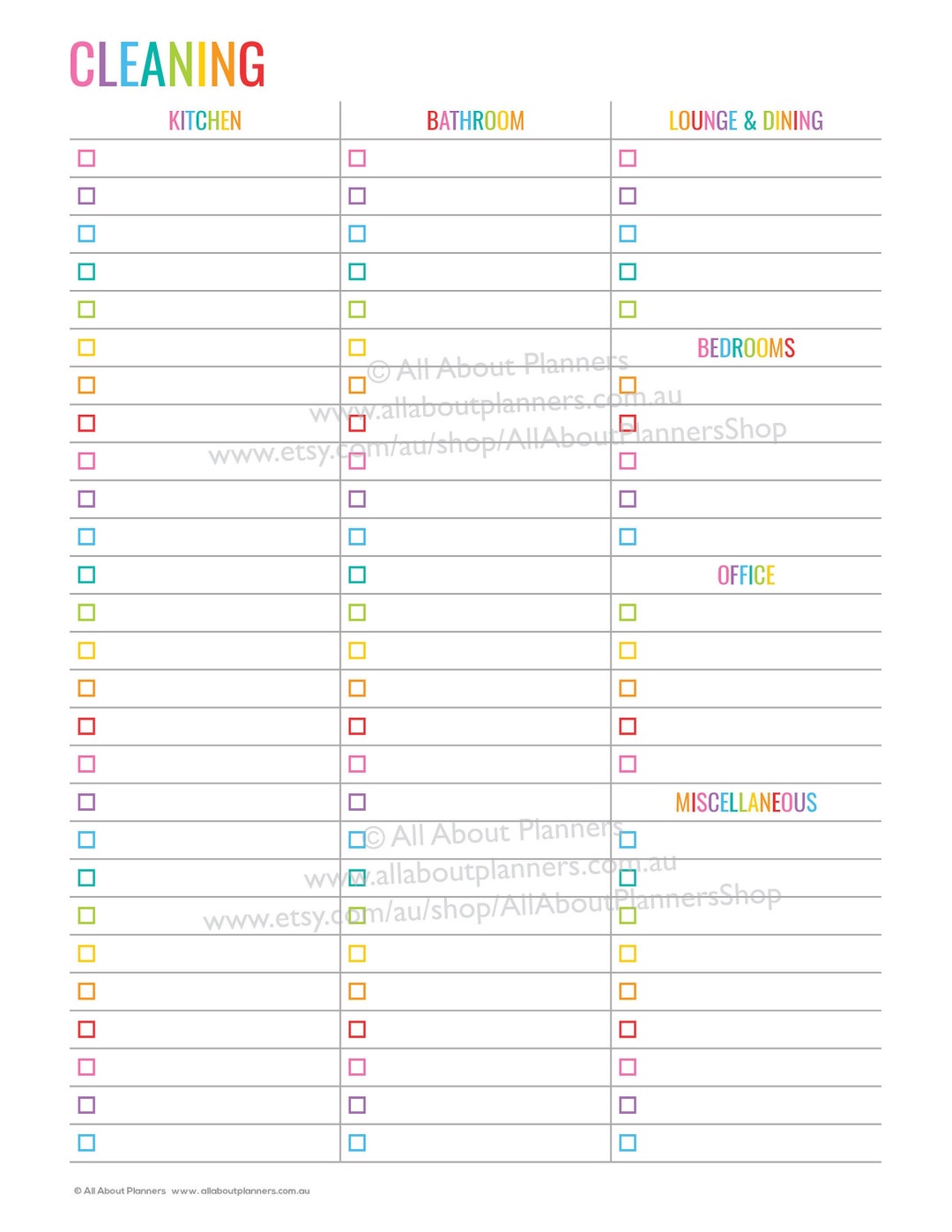 Cleaning Checklist Planner Editable Printable Reminder Cleaning Insert ...