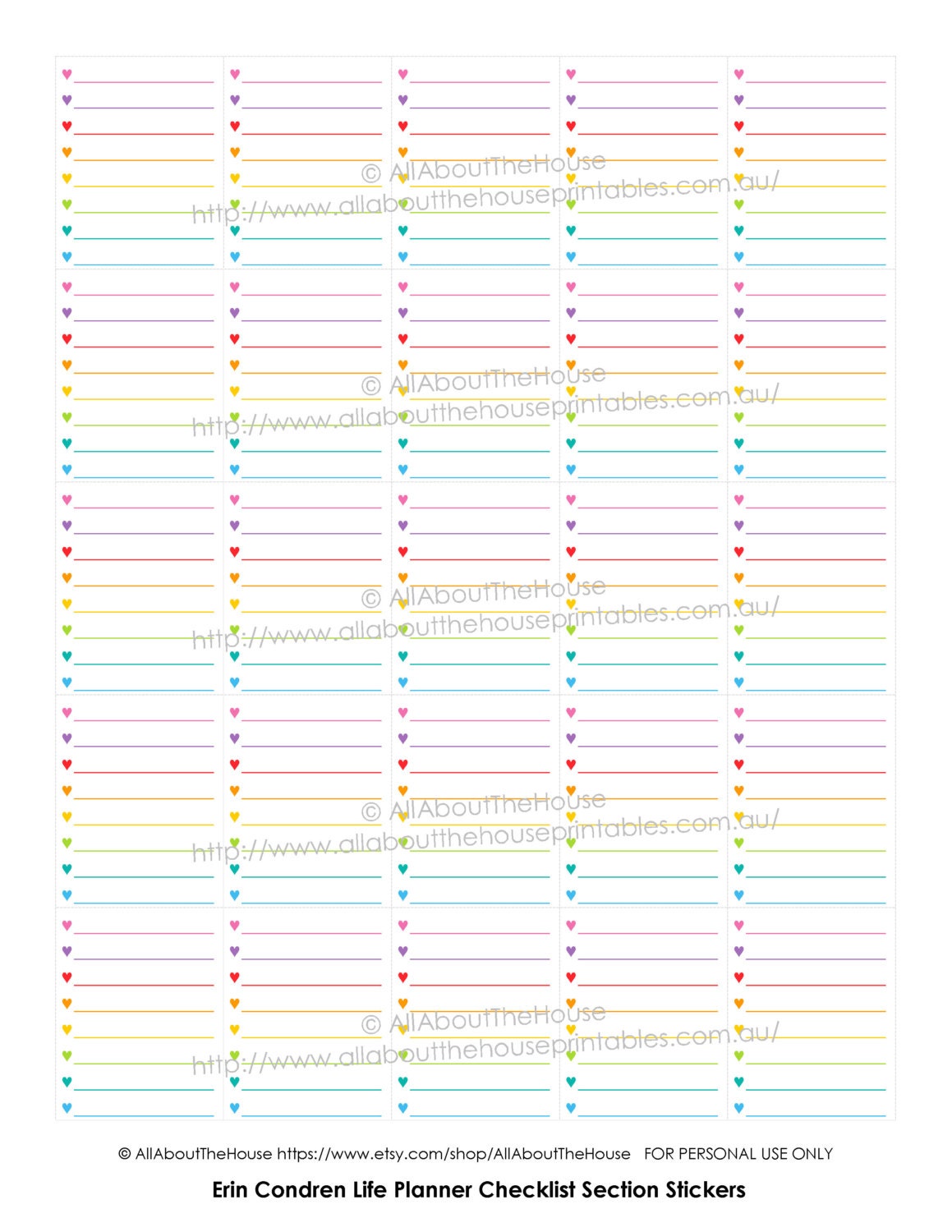 Printable Calendar Planner Stickers Heart List Full Box for Erin ...