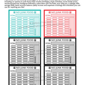 No junk food planner stickers notes page Printable healthy eating meal planning ECLP Rainbow monthly tracker happy plum paper NPTS8 image 2