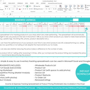 Business spreadsheets tool Etsypreneur bundle Etsy Success Inventory Money Business Planner handmade craft template tax pricing cogs image 3