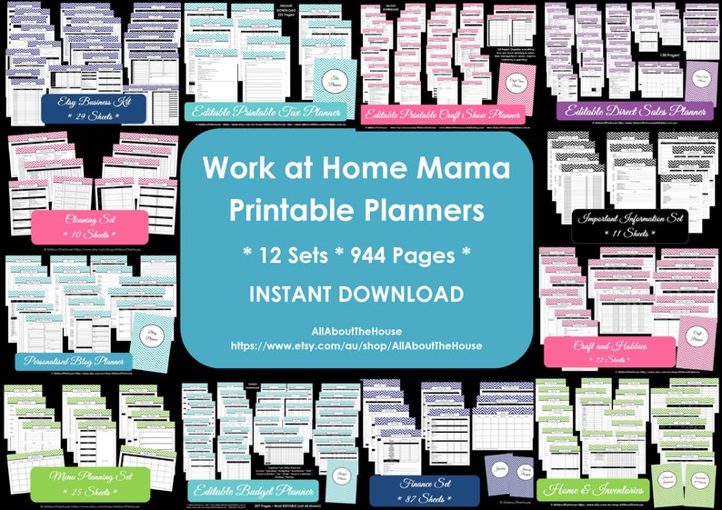 Work at Home Mama printable planner inserts diy Household image 1