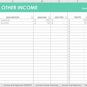 Etsy Seller Spreadsheets, shop management Tool, financial, tax reporting, profit and loss, income, expenses, spreadsheet, excel, google docs image 2