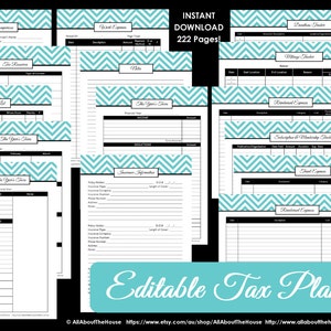 EDITABLE LIGHT BLUE Tax planner printable organizer Household Binder cover chevron template finance money management tool tabs editable pdf image 2