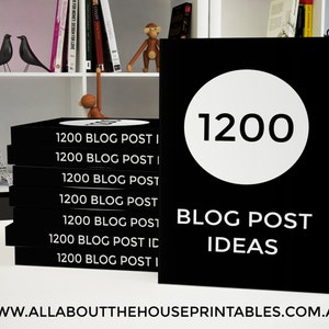 1200 Blog Post Ideas Ebook printable blogging, blog post ideas, blog topic, blog headlines, blog brainstorm, editable worksheet, instant DL image 1